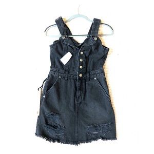 Intermix Black Denim Mini Overall Dress NWT